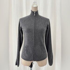 Sold - Gray Cashmere Zip Up Sweater